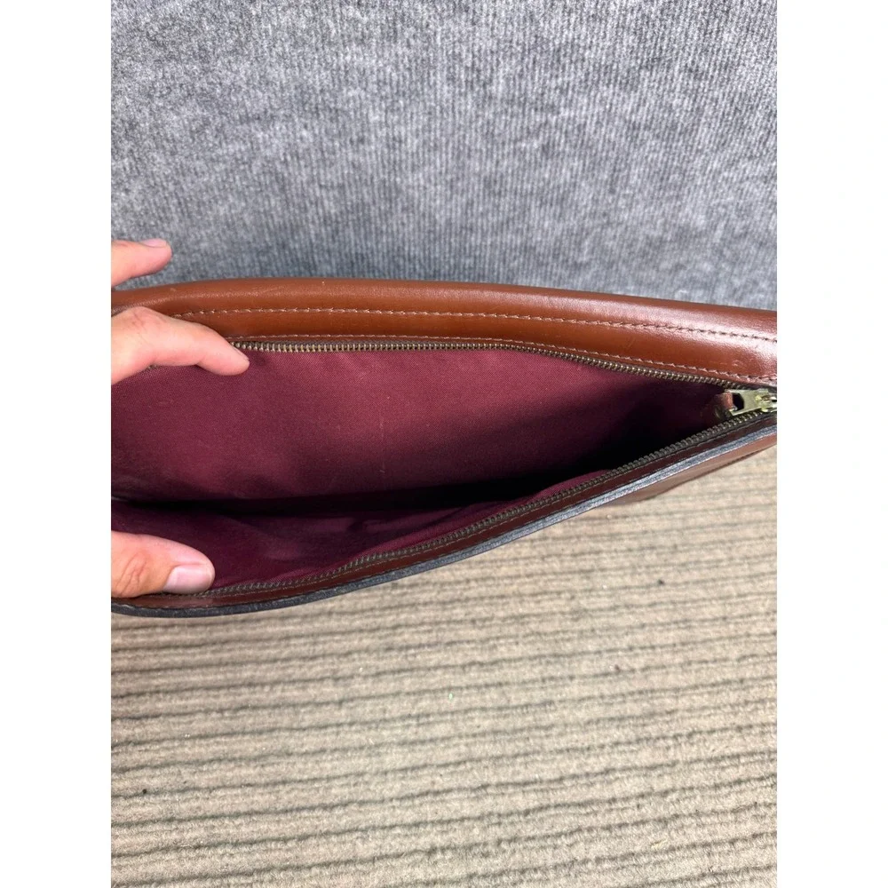 Vintage Brown Leather 3 Ring Binder Portfolio Organizer Zippered Document Case